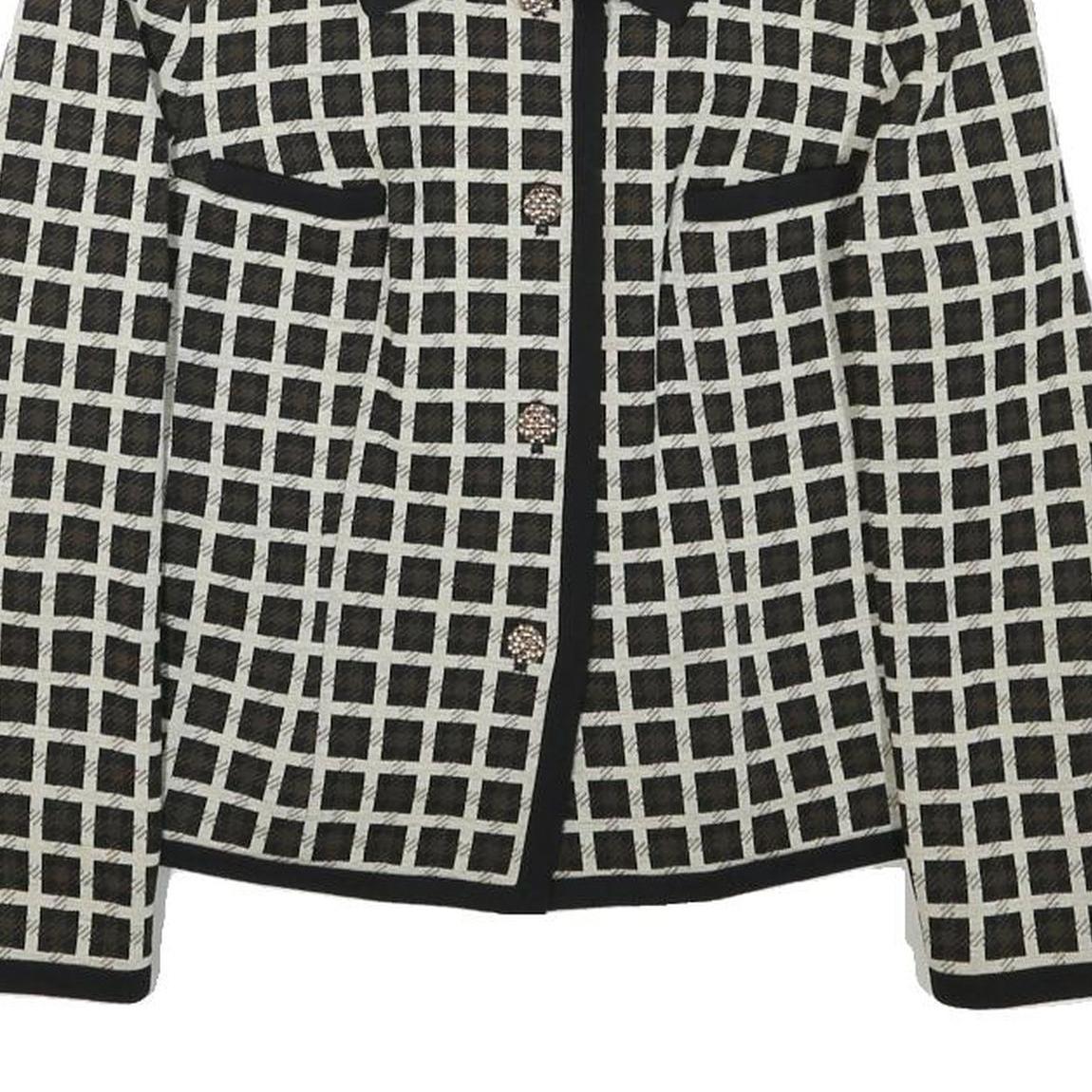 DESARBRE Womens Black & White Check Wool Blend Button Jacket XS Woven Elegant