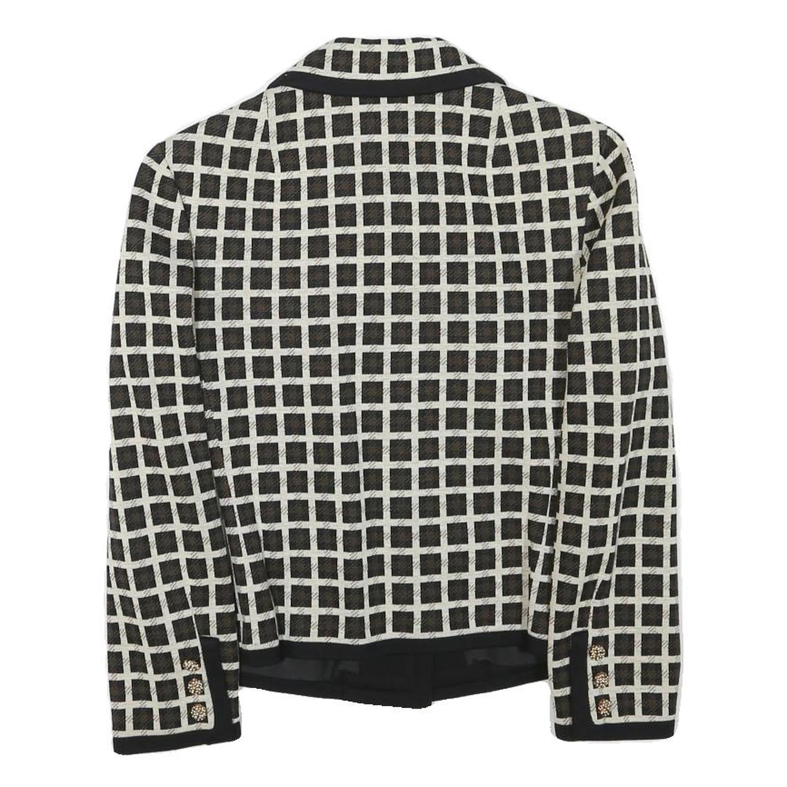 DESARBRE Womens Black & White Check Wool Blend Button Jacket XS Woven Elegant