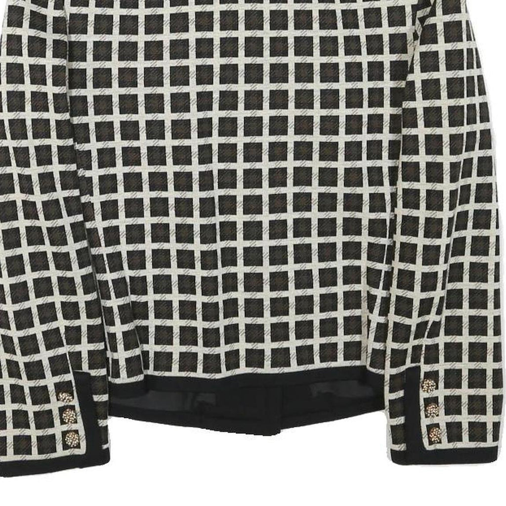 DESARBRE Womens Black & White Check Wool Blend Button Jacket XS Woven Elegant