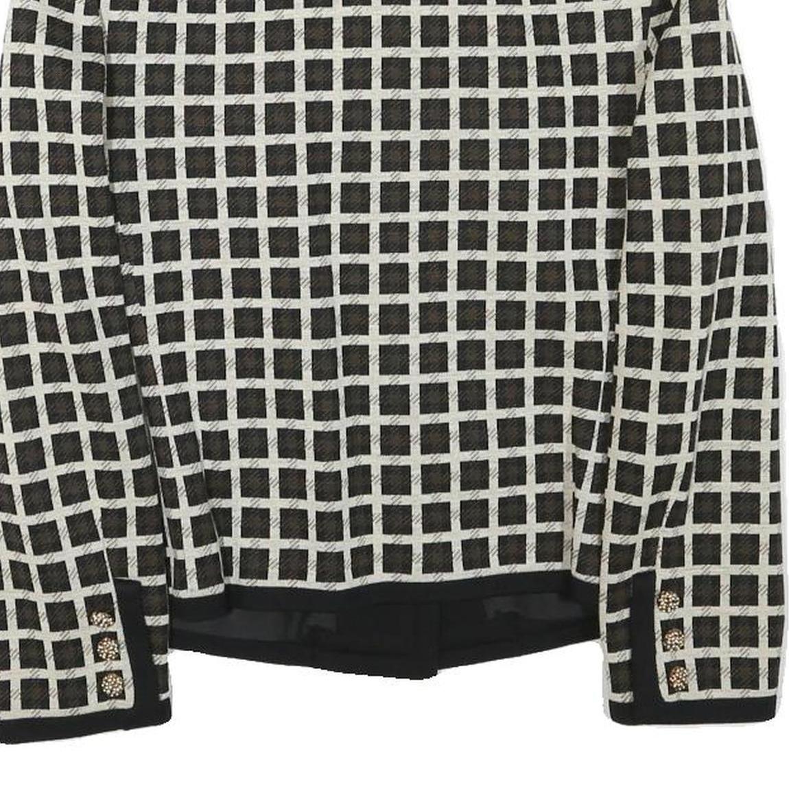 DESARBRE Womens Black & White Check Wool Blend Button Jacket XS Woven Elegant
