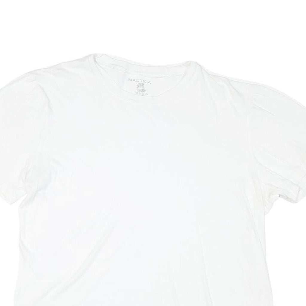 NAUTICA Mens White L Short Sleeve Crew Neck Plain Cotton Blend T-Shirt