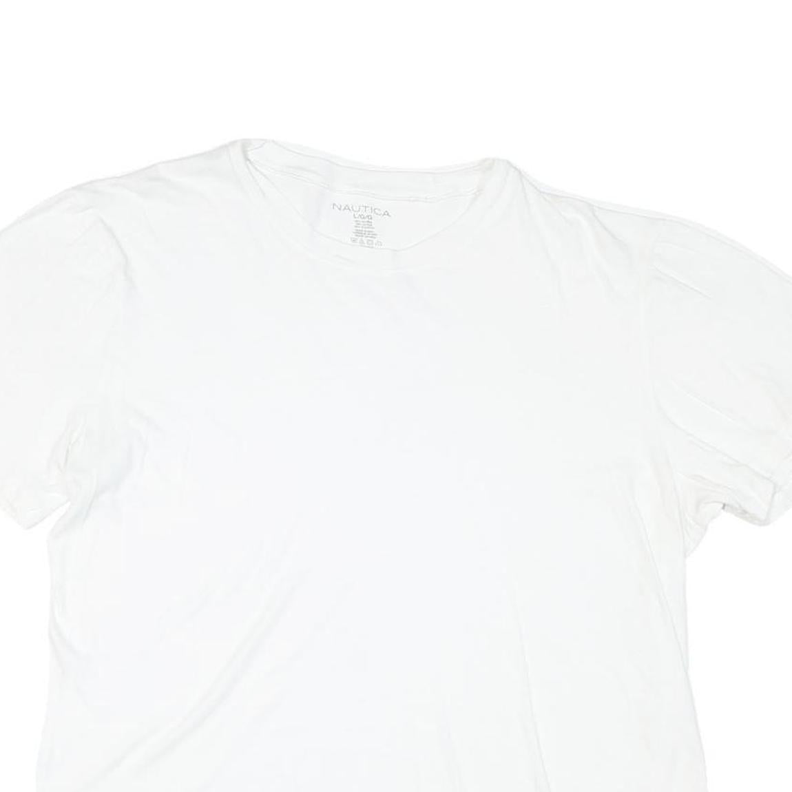 NAUTICA Mens White L Short Sleeve Crew Neck Plain Cotton Blend T-Shirt
