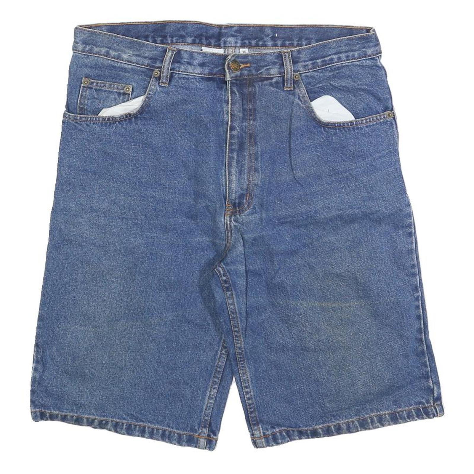 Mens Blue Denim Casual Shorts M W33 Cotton Blend Classic Fit Pockets