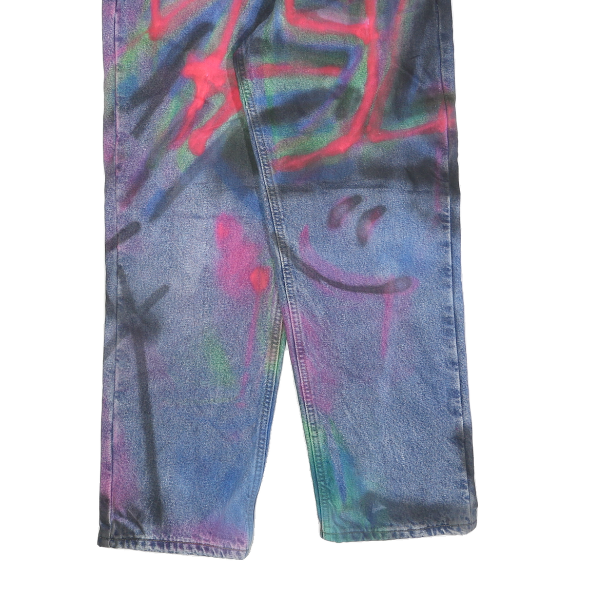 CARHARTT Mens Cotton Blend Blue Spray Paint Relaxed Straight Trousers W34 L30