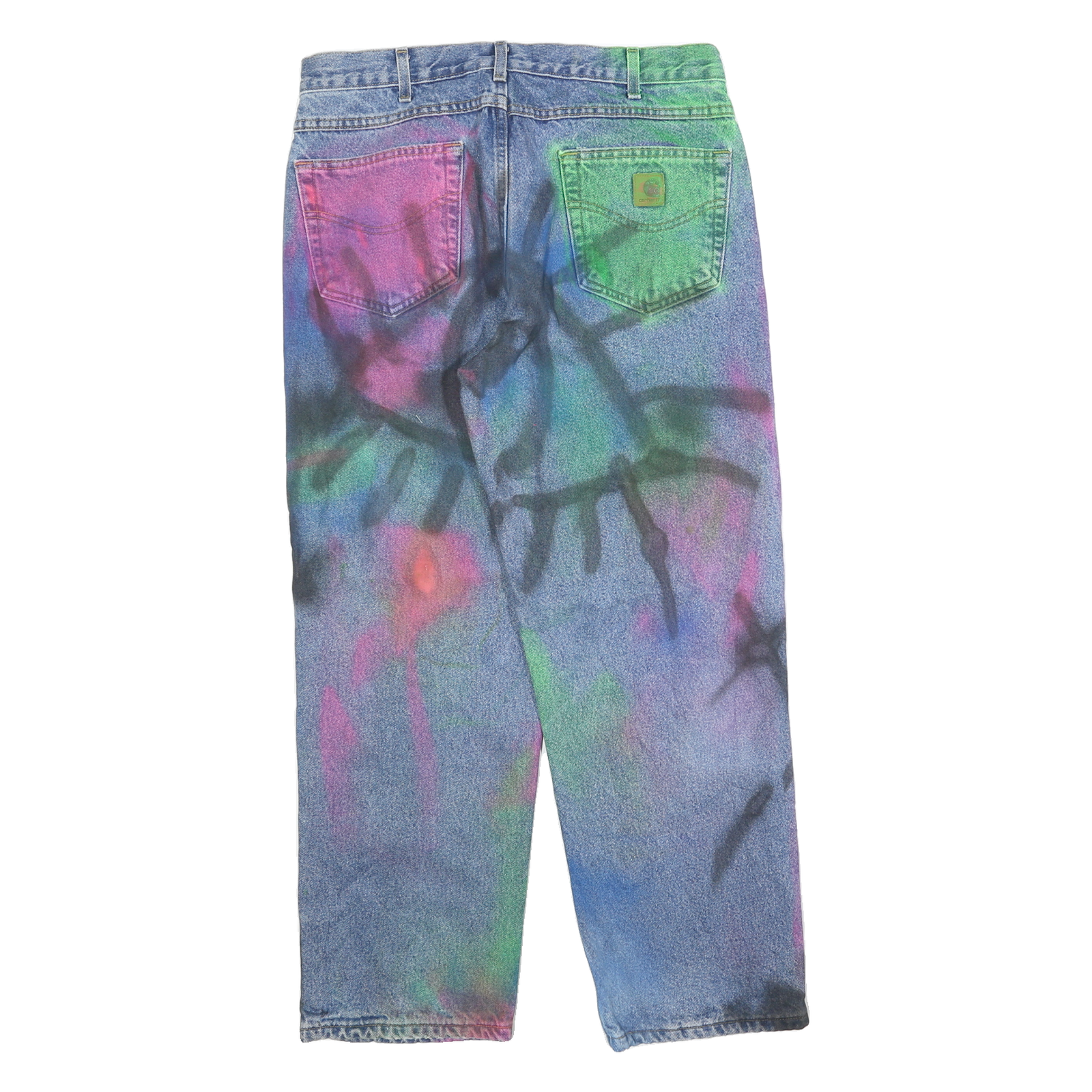 CARHARTT Mens Cotton Blend Blue Spray Paint Relaxed Straight Trousers W34 L30