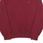 TOMMY HILFIGER Mens Maroon Plain Cotton Blend Regular Fit Crew Neck Jumper L