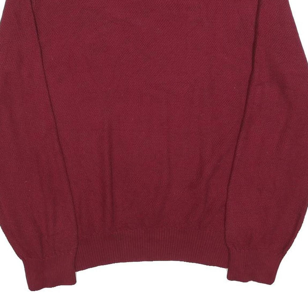 TOMMY HILFIGER Mens Maroon Plain Cotton Blend Regular Fit Crew Neck Jumper L