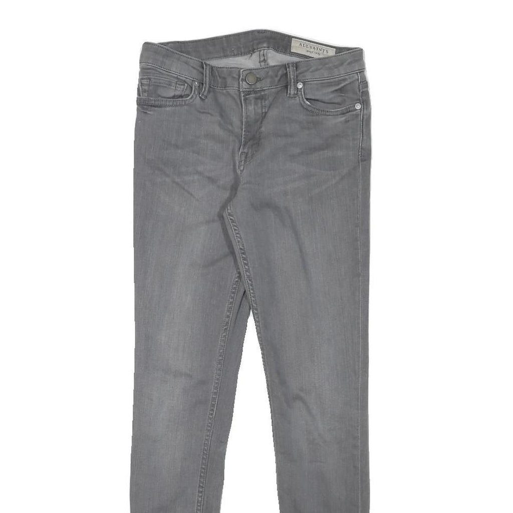 ALL SAINTS Womens Slim Grey Denim Slim Jeans W26 L27 Zip Cotton Blend Stylish