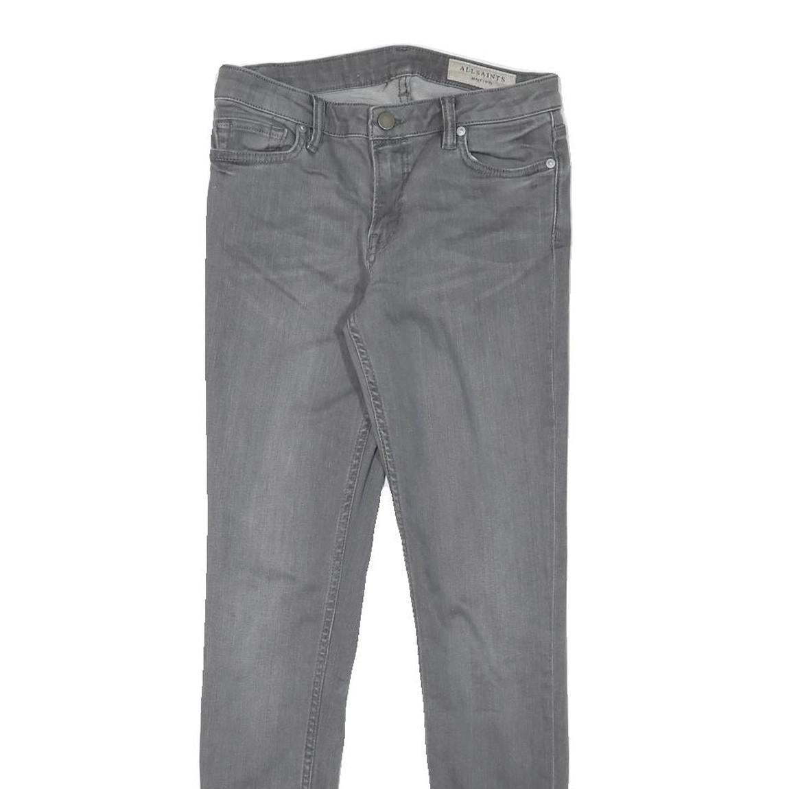 ALL SAINTS Womens Slim Grey Denim Slim Jeans W26 L27 Zip Cotton Blend Stylish
