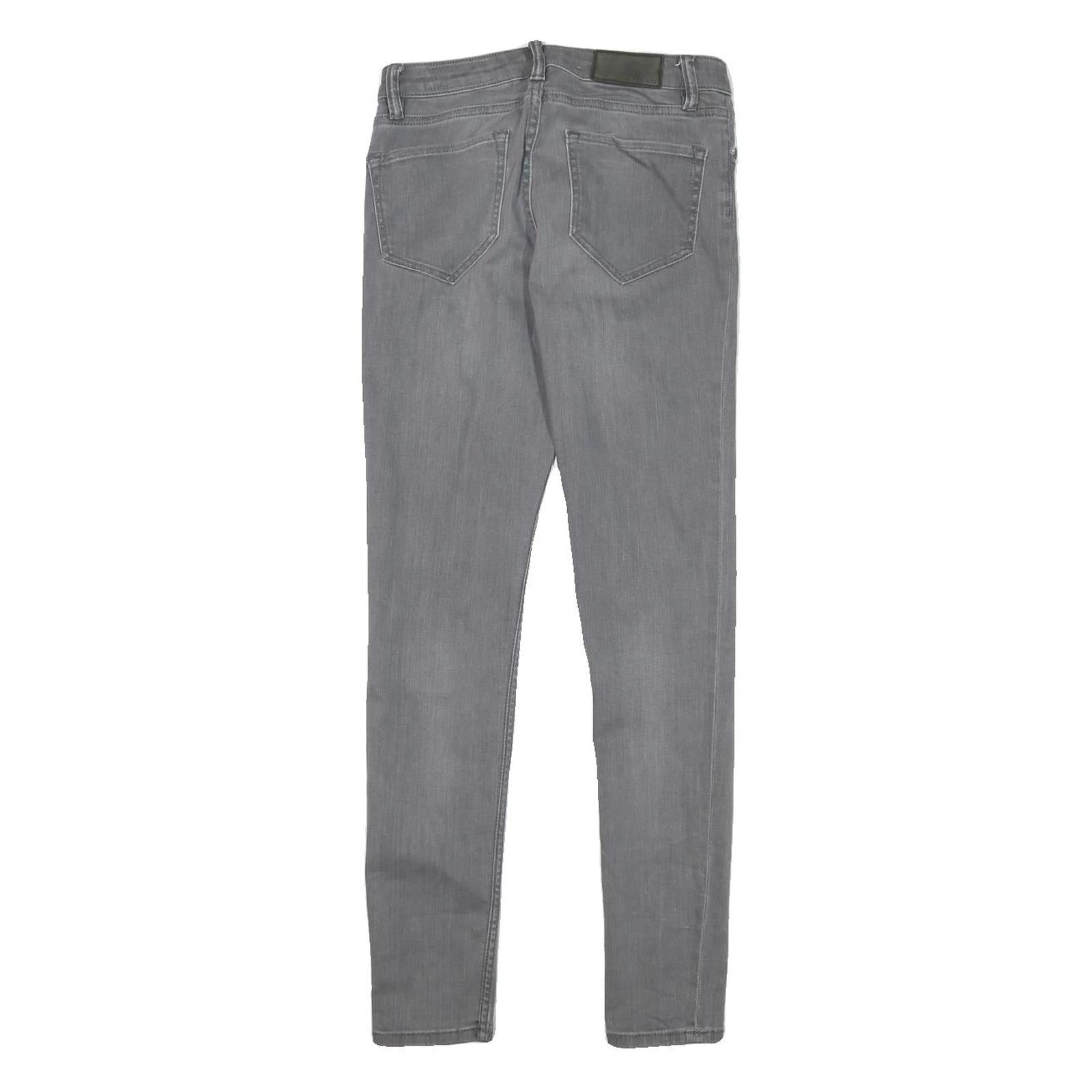 ALL SAINTS Womens Slim Grey Denim Slim Jeans W26 L27 Zip Cotton Blend Stylish