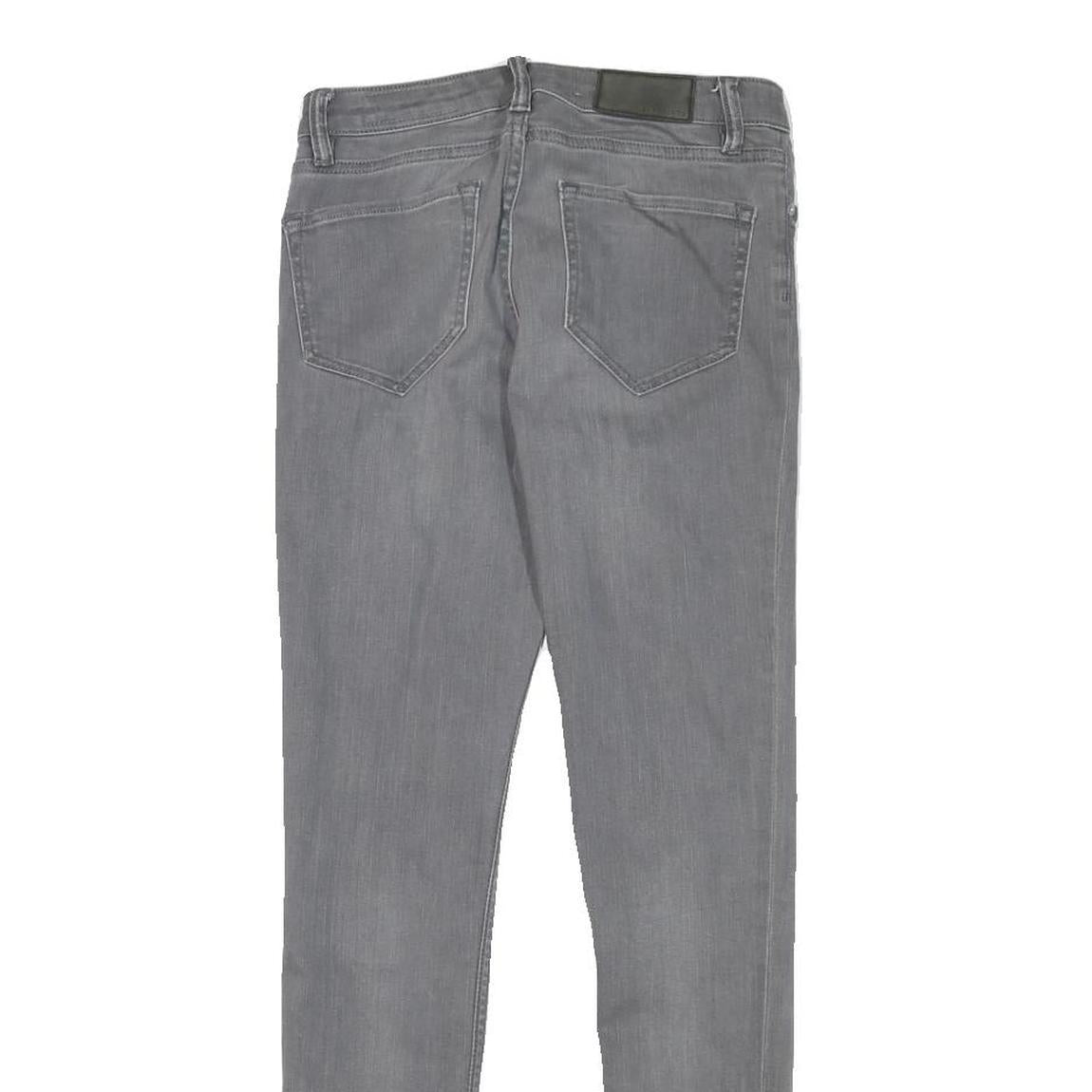 ALL SAINTS Womens Slim Grey Denim Slim Jeans W26 L27 Zip Cotton Blend Stylish