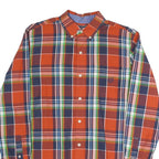 CHAPS Mens Orange & Navy Blue Plaid Cotton Blend Shirt M Button Down Smart