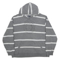 TOMMY HILFIGER Mens Grey & White Striped Hoodie Pullover XL Cotton Blend Casual
