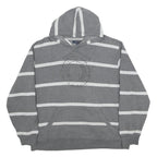 TOMMY HILFIGER Mens Grey & White Striped Hoodie Pullover XL Cotton Blend Casual