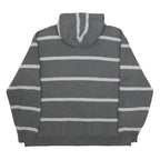 TOMMY HILFIGER Mens Grey & White Striped Hoodie Pullover XL Cotton Blend Casual