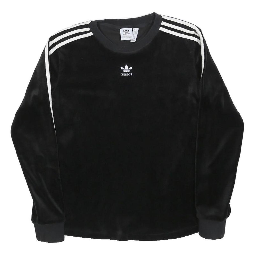 ADIDAS Womens Black Crew Neck UK 6 Sweatshirt Three Stripe Logo Comfortable Fit