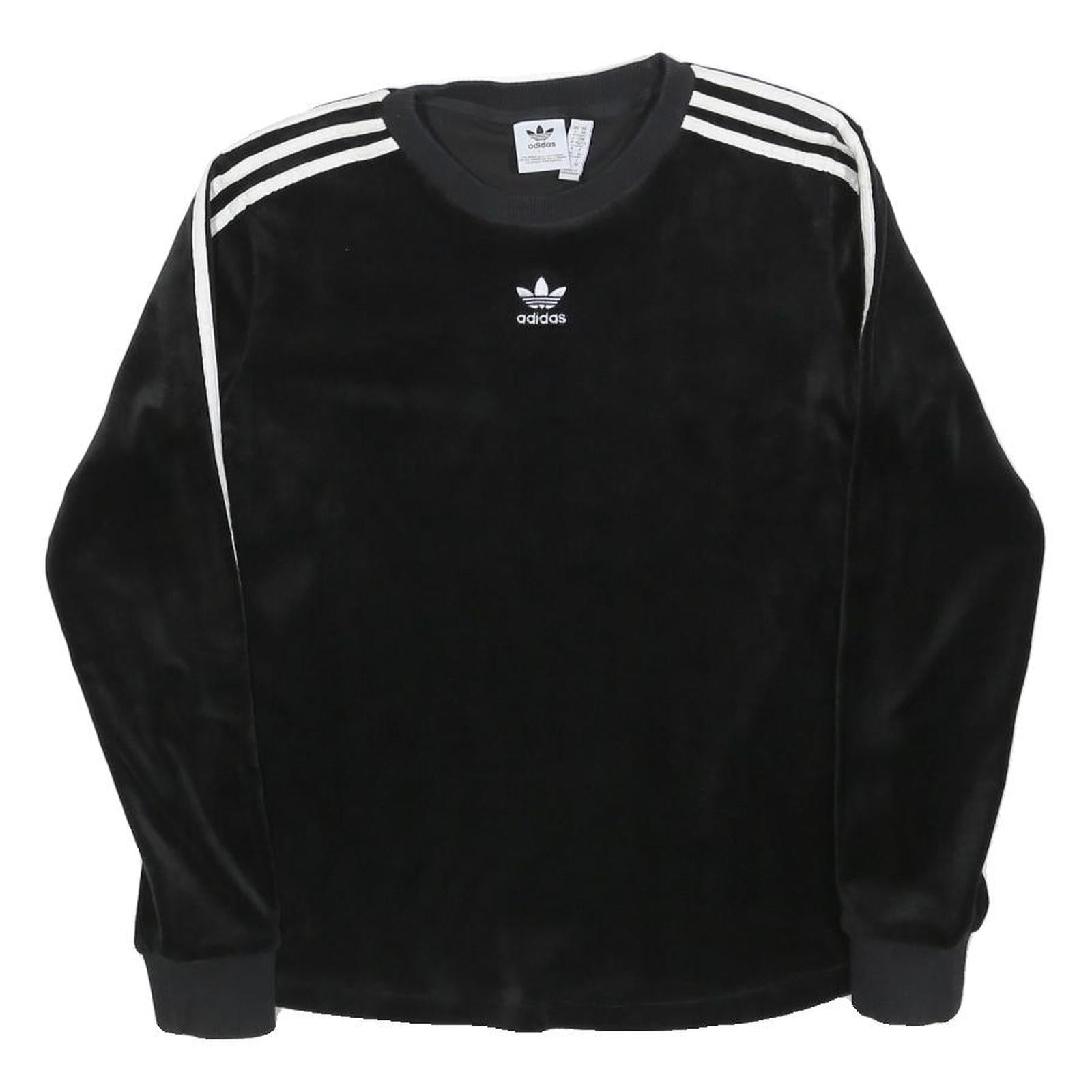 ADIDAS Womens Black Crew Neck UK 6 Sweatshirt Three Stripe Logo Comfortable Fit