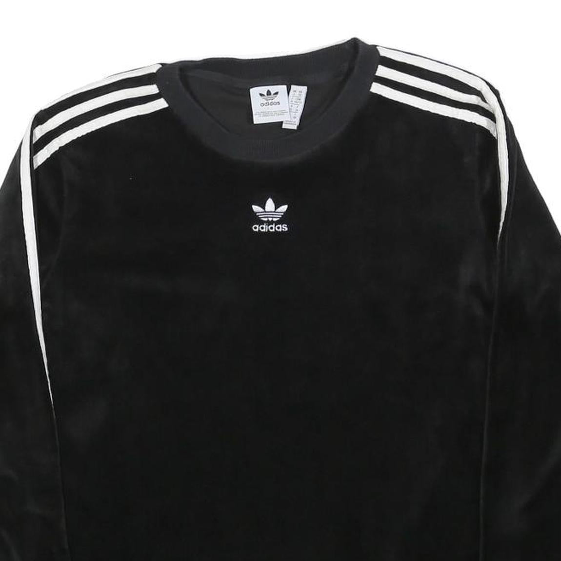 ADIDAS Womens Black Crew Neck UK 6 Sweatshirt Three Stripe Logo Comfortable Fit