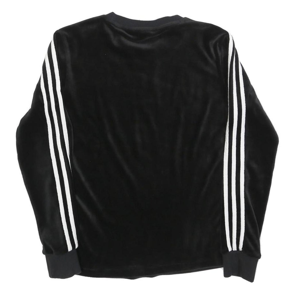 ADIDAS Womens Black Crew Neck UK 6 Sweatshirt Three Stripe Logo Comfortable Fit