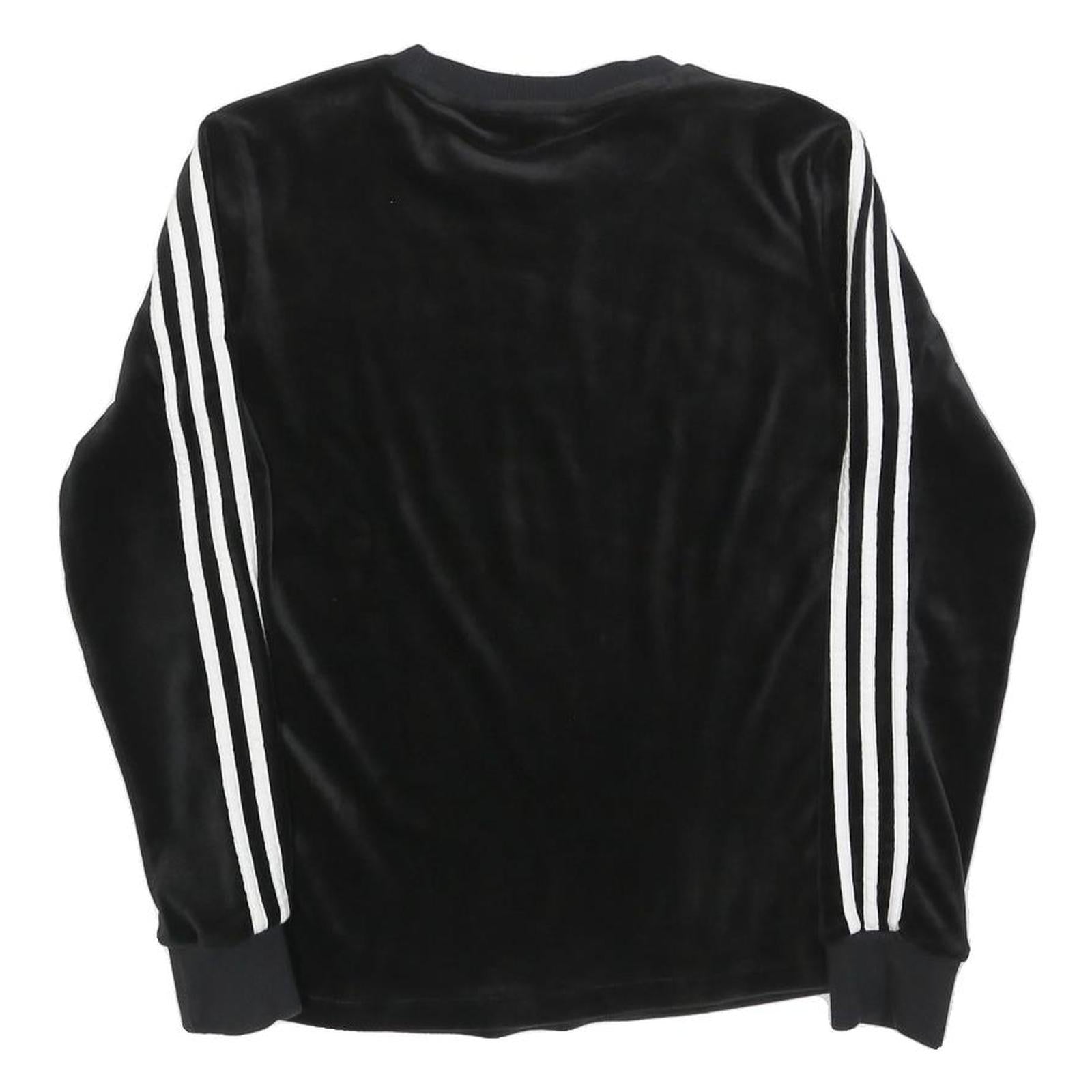 ADIDAS Womens Black Crew Neck UK 6 Sweatshirt Three Stripe Logo Comfortable Fit
