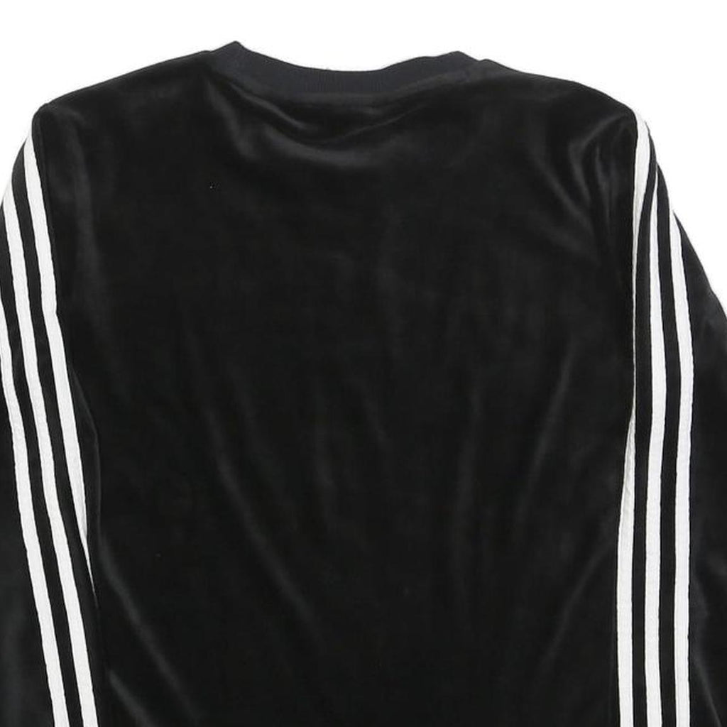 ADIDAS Womens Black Crew Neck UK 6 Sweatshirt Three Stripe Logo Comfortable Fit
