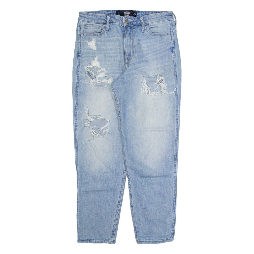 HOLLISTER Distressed Womens Jeans Blue Regular Tapered Stone Wash W26 L26