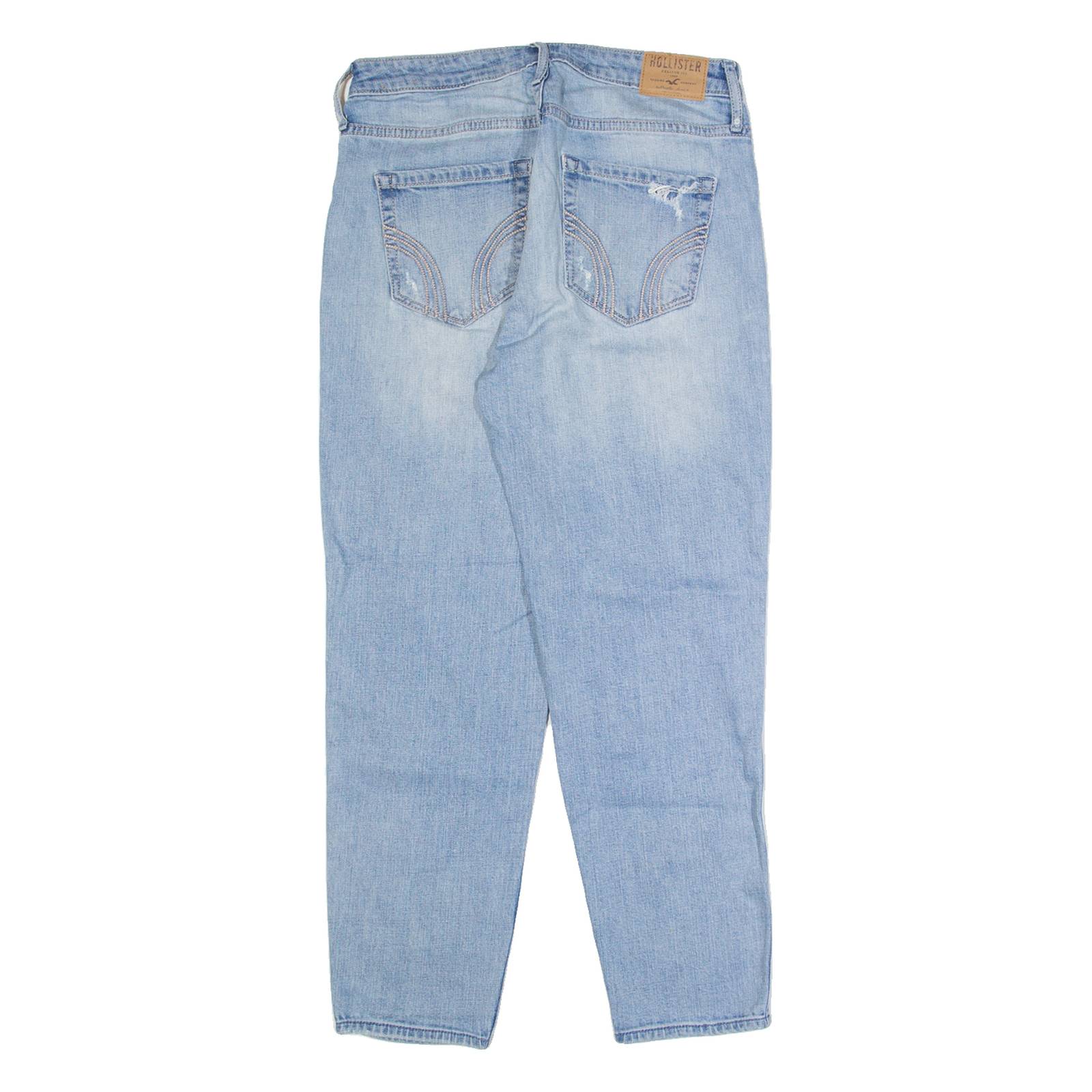 HOLLISTER Distressed Womens Jeans Blue Regular Tapered Stone Wash W26 L26