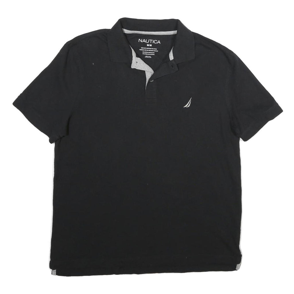 NAUTICA Mens Black Polo Shirt Short Sleeve Embroidered Logo Cotton Blend M