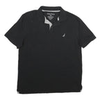NAUTICA Mens Black Polo Shirt Short Sleeve Embroidered Logo Cotton Blend M