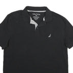 NAUTICA Mens Black Polo Shirt Short Sleeve Embroidered Logo Cotton Blend M