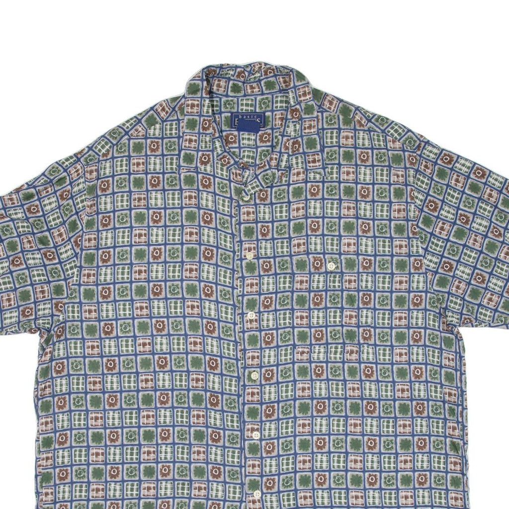 BASIC EDITION Mens Hawaiian Shirt Green Floral XL