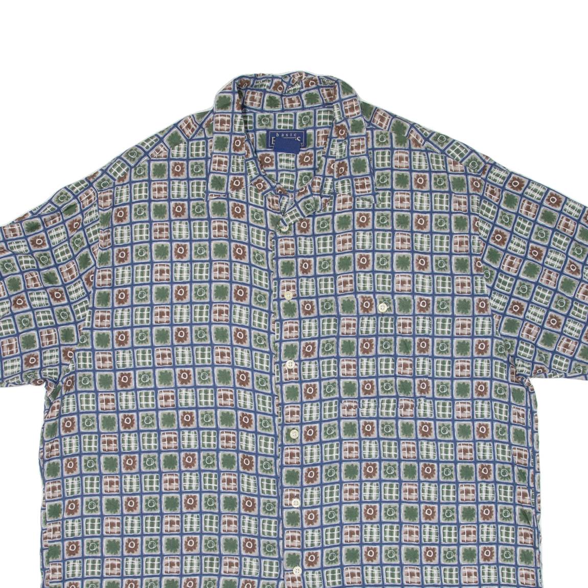 BASIC EDITION Mens Hawaiian Shirt Green Floral XL