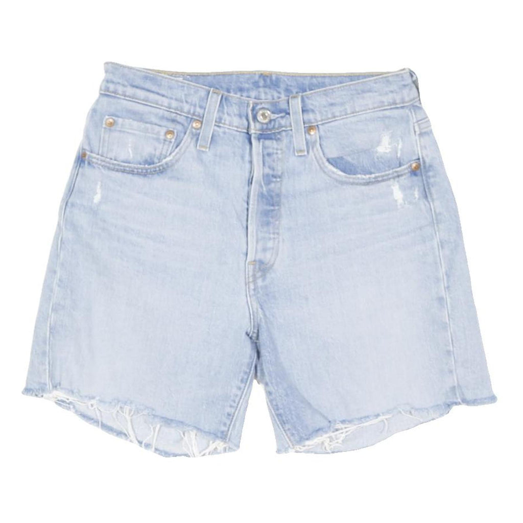 LEVI'S Womens Light Blue Denim Casual Shorts S W28 Raw Hem Summer