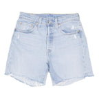 LEVI'S Womens Light Blue Denim Casual Shorts S W28 Raw Hem Summer