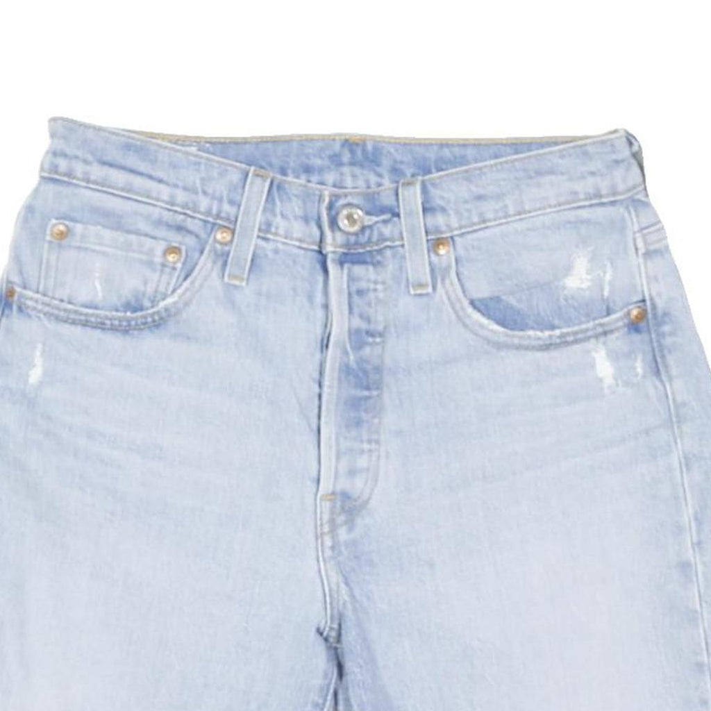 LEVI'S Womens Light Blue Denim Casual Shorts S W28 Raw Hem Summer