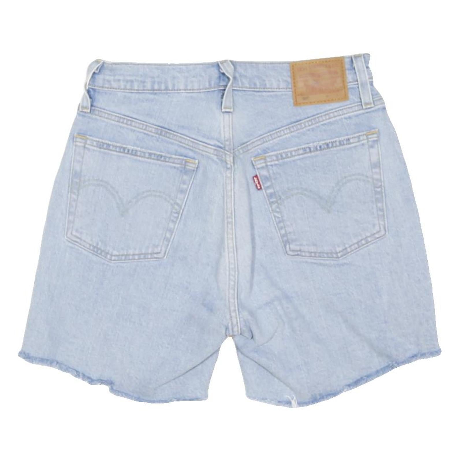 LEVI'S Womens Light Blue Denim Casual Shorts S W28 Raw Hem Summer