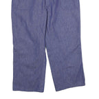 Mens Blue Cotton Relaxed Straight Trousers W40 L28 Button Closure Casual