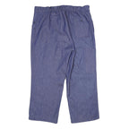 Mens Blue Cotton Relaxed Straight Trousers W40 L28 Button Closure Casual