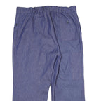 Mens Blue Cotton Relaxed Straight Trousers W40 L28 Button Closure Casual