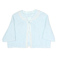 Womens Light Blue Plain Button Polyester Quilted Jacket M Short Sleeve Cropped