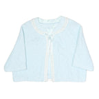 Womens Light Blue Plain Button Polyester Quilted Jacket M Short Sleeve Cropped