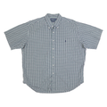 RALPH LAUREN Mens Blue & Green Checked Shirt L Classic Button-Down Collar Short