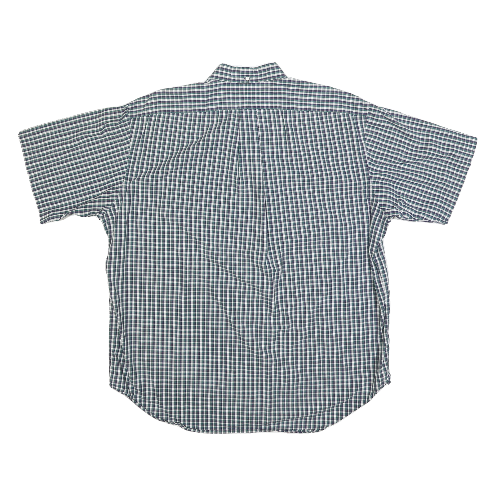 RALPH LAUREN Mens Blue & Green Checked Shirt L Classic Button-Down Collar Short