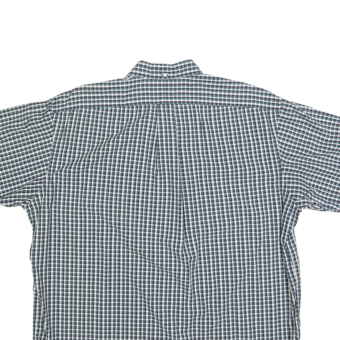 RALPH LAUREN Mens Blue & Green Checked Shirt L Classic Button-Down Collar Short