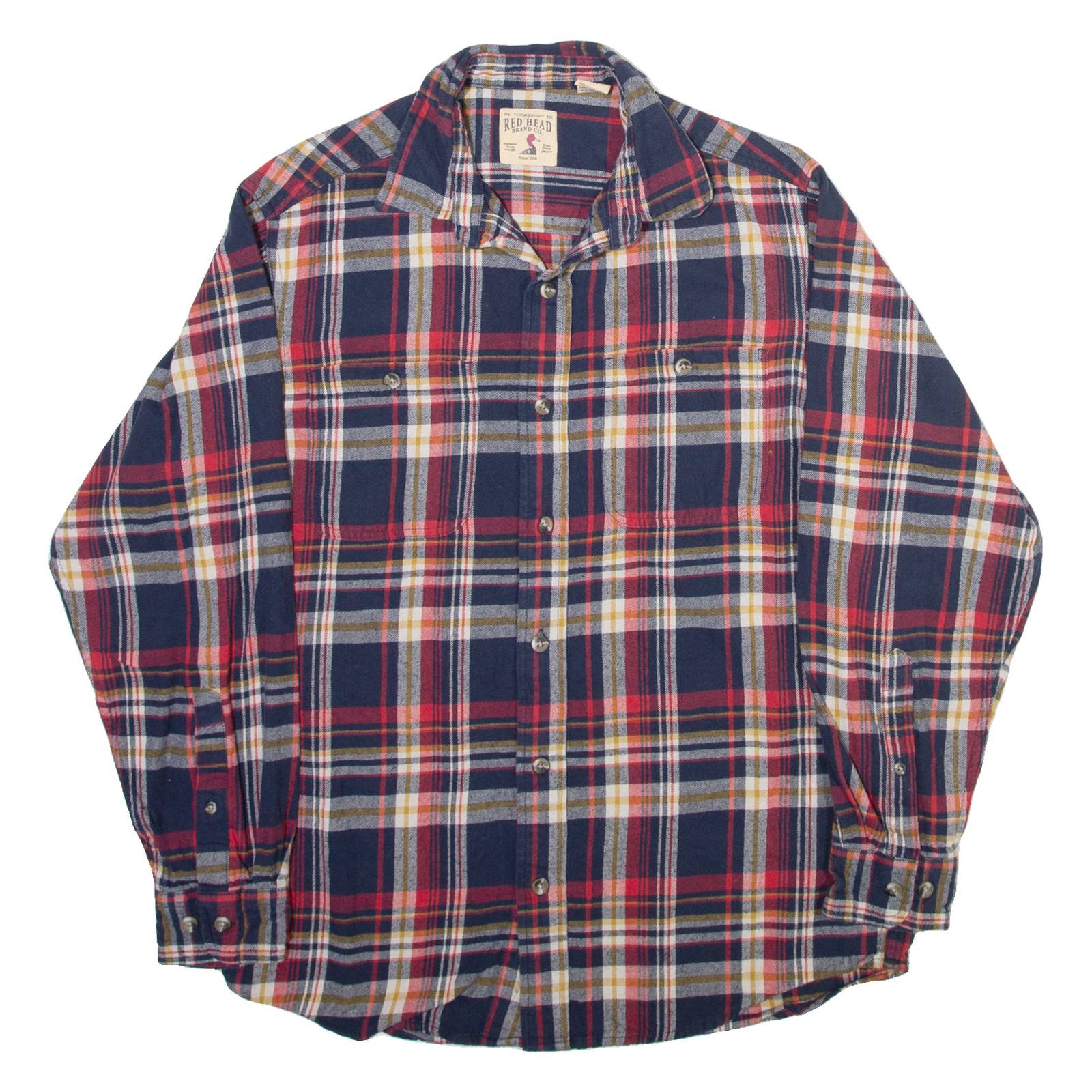 REDHEAD Mens Shirt Blue Plaid Long Sleeve M