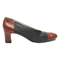 BALLY Womens Leather Block Heel Shoes Black & Brown UK 5 Classic Smart