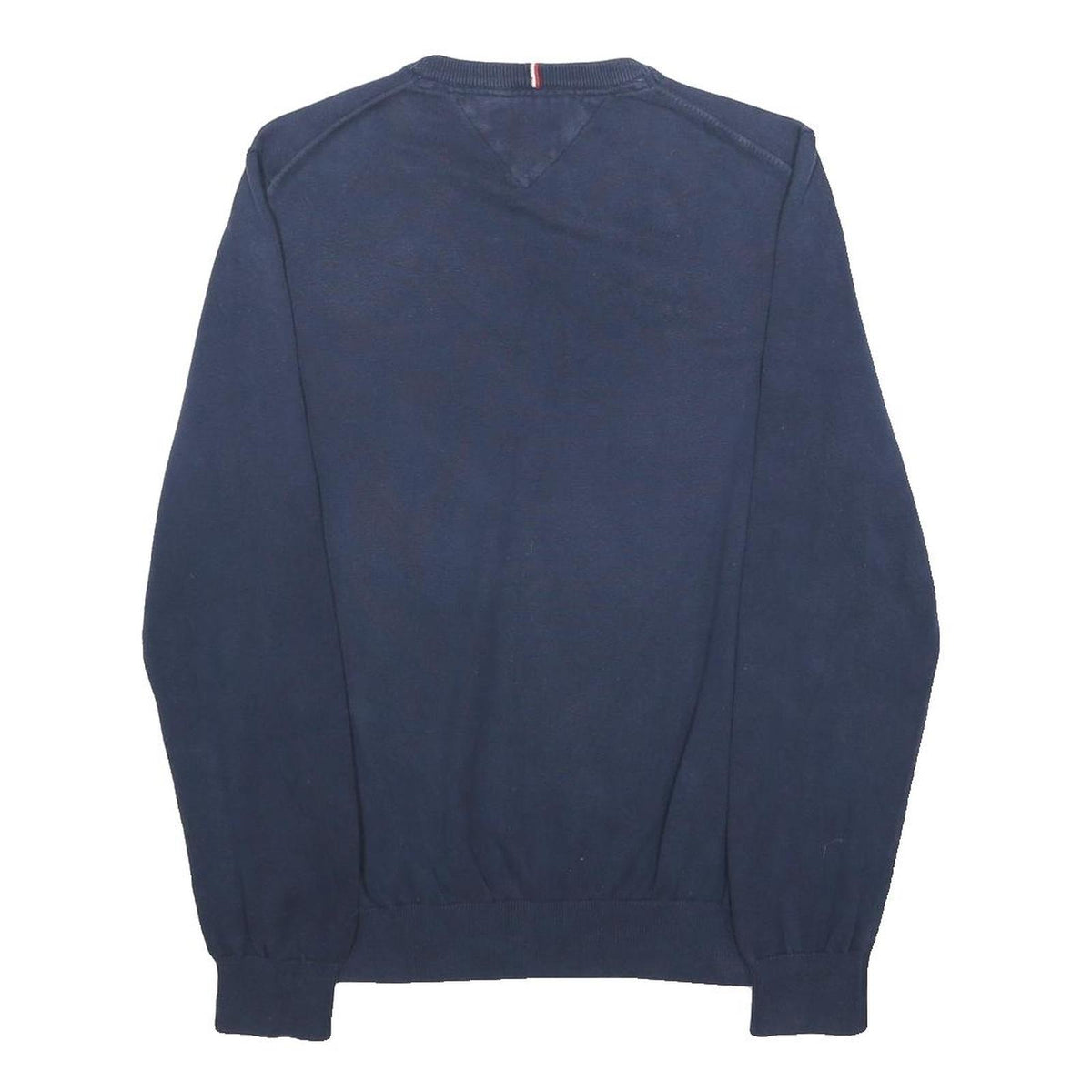 TOMMY HILFIGER Mens Navy Blue Plain Cotton Jumper Crew Neck Basic Knit M