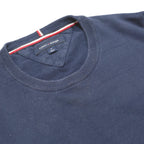 TOMMY HILFIGER Mens Navy Blue Plain Cotton Jumper Crew Neck Basic Knit M