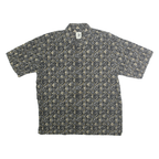 V4 CLASSIC Mens Black & Beige Patterned Shirt Cotton L Casual Summer Short