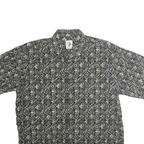 V4 CLASSIC Mens Black & Beige Patterned Shirt Cotton L Casual Summer Short